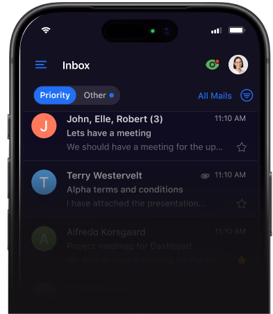 The Titan inbox on mobile